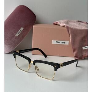 NEW Miu Miu MU10ZS Black Bluelight Metal Sunglasses $607